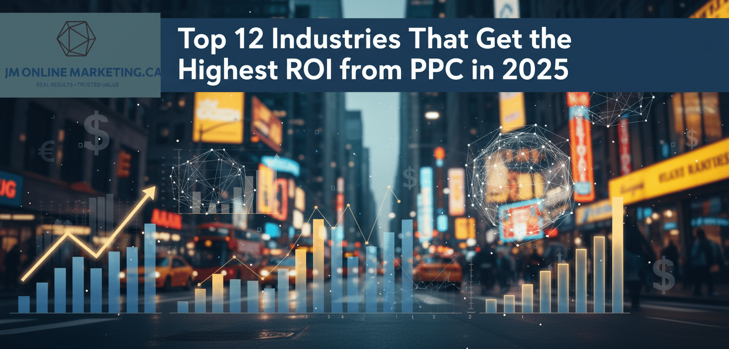 PPC ROI comparison chart for top industries in 2025 across North America（2025 年北美 PPC 投资回报率行业对比图）