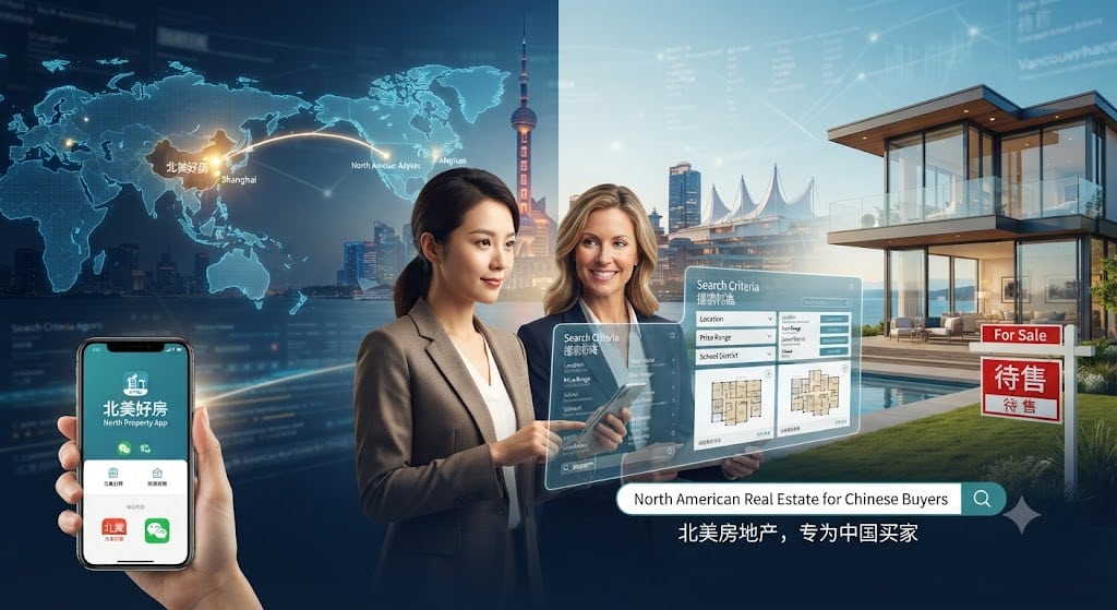 Real estate agent holding a consultation with buyers using a multi-channel digital real estate funnel